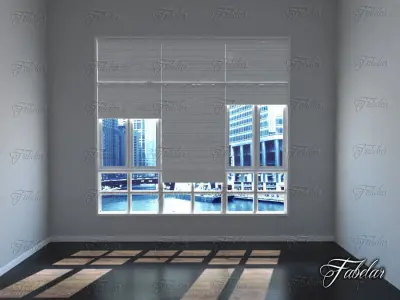 Curtains empty room with window Low-poly 3D model