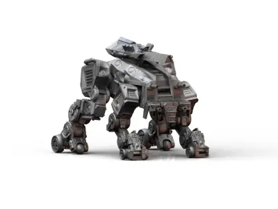 Robot- Crazy Horse Quad Mech with Rail Rifle 3D print model