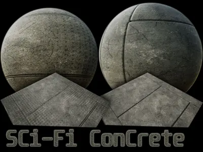 sci fi Concrete floor - modular kit - set C - Low-poly 3D model