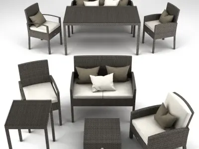 Rattan Garden Furniture Set 14 3D model