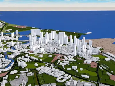 Singapore City Low-poly 3D model