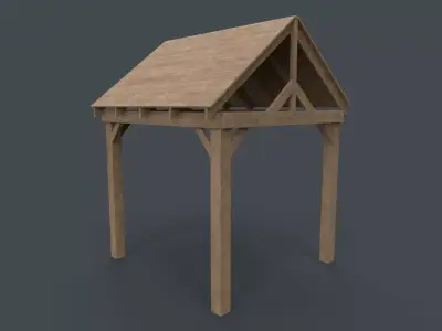 PBR Wooden Pergola Gazebo C1 Low-poly 3D model
