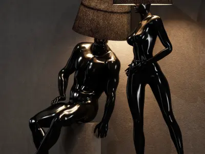 Hommer human lampshade Floor lamp Collection Pose01 3D model