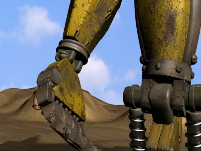 Sand Marauder Robot Character Rigged Low-poly 3D model