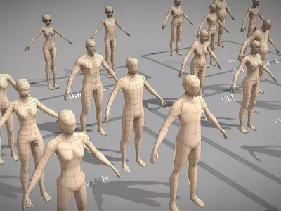 Base Mesh Pack - Character Collection Low-poly 3D model