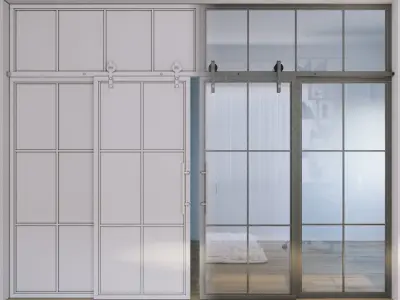 Glass partition doors 3D model