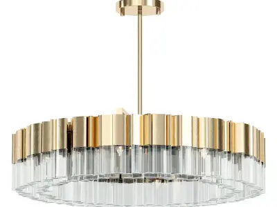 Lauren modern chandelier in gold and clear glass 3D model