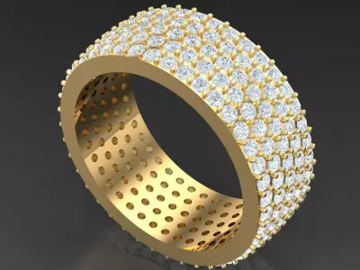 Light Gold Diamond Men Ring 2MR077 3D model
