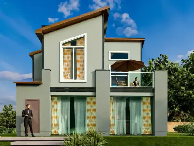 Tiny House Mini Modern Villa Low-poly 3D model