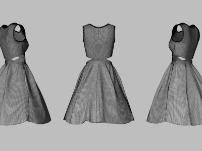 Dress 33 Light Blue Low-poly 3D model