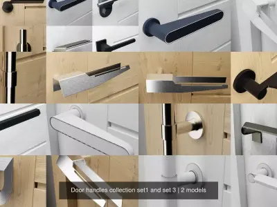 Door handles collection set1 and set 3 3D Model Pack