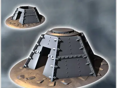 Modern octagonal metal bunker with rivets 6 - Modern WW2 WW1 Wor 3D print model