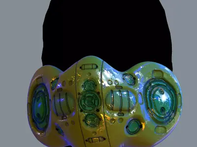 Gas mask helmet 3d model scifi Low-poly  Low-poly 3D model