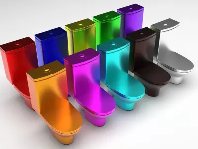 Metallic Colored Toilets Set 3D model