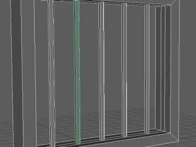 Window Low Poly model wooden with bars Free low-poly 3D model