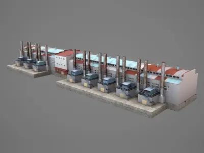 Factory 02 Low-poly 3D model