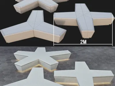 City concrete bench with backlight 2 3D model