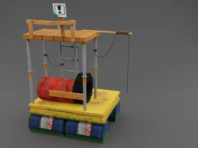 Water floating platforms Low-poly 3D model