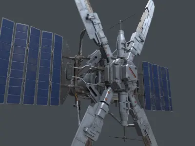 scifi-model529 space station with two propellers 3D model