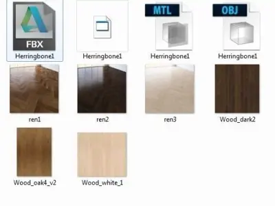 Parquet-herringbone 3 types Low-poly 3D model