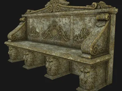 Stone Bench PBR Low-poly 3D model