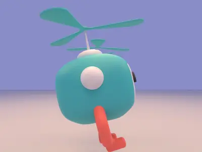 Lovely Cartoon Flying Robot Low-poly 3D model