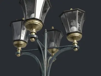 Standart Street Lamp with quad stand 3D model