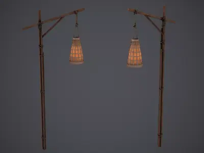 Wooden Lantern - PBR Texture Low-poly 3D model