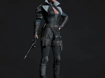 Warrior Girl - Game Ready Low-poly 3D model