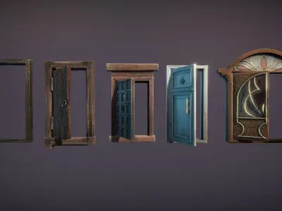 Doors pack Low-poly 3D model