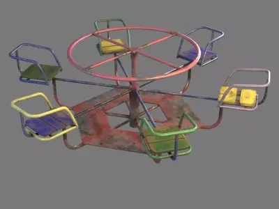 retro vintage Soviet old carousel Low-poly 3D model