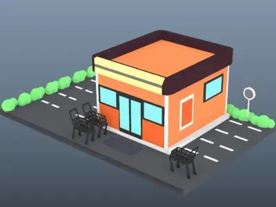 Small Town  Low-poly 3D model