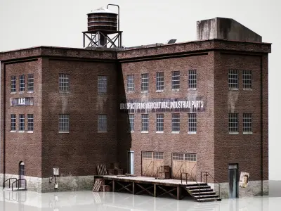 Industrial building 001 Low-poly 3D model
