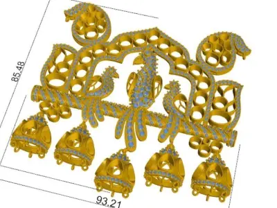 Peacock Beautiful necklace Indian Jewelry Design Polki Diamond 3D print model