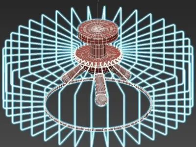 wilhelmina-4018-213-b0050322 gold caged ceiling light 3D model