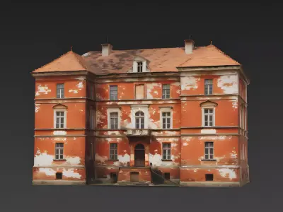 Weathered European Brick Estate House 3D Model Low-poly 3D model