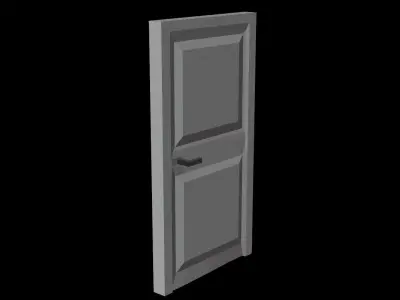 Stylized Hand painted wooden door Low-poly 3D model