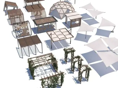 pergola shade sails Low-poly 3D model