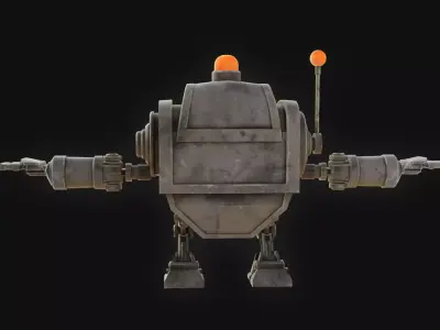 Slot machine robot Low-poly 3D model