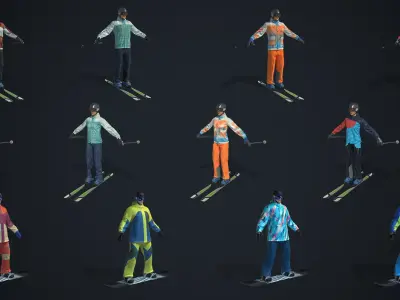  Real-Time Rigged Winter Sports Characters PBR Collection 