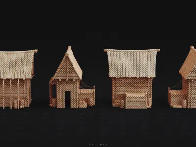 Medieval Building 3D Model - PBR Textures Low-poly 3D model