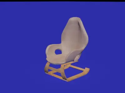 Armwholes wooden and cotton armchair 3D model