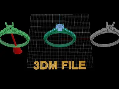 Solitaire Marquise Band Engagement Ring 3D print model