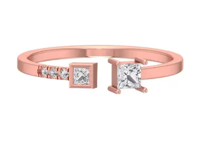 Solitaire Women Light Weight Princess stone Band Ring 3D print model