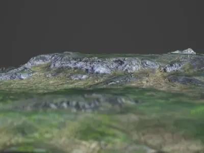 PBR Cinematic Highlands Landscape Low-poly 3D model