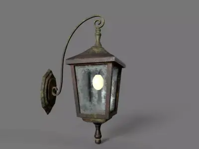 Old Rusted Outdoor Wall Lamp Low-poly 3D model buy