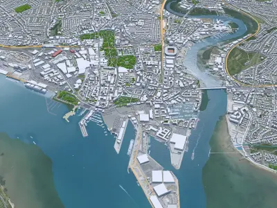 Southampton City England Low-poly 3D model