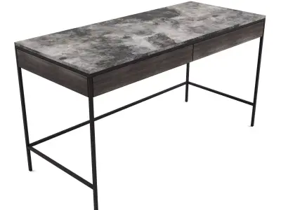 Sunpan - Stamos Desk - Black - Grey Marble Charcoal Grey Low-poly 3D model