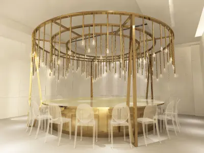 Custom Made Dining table Low-poly 3D model