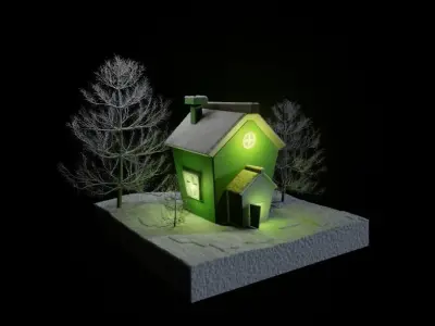 winter cottage house 3D model